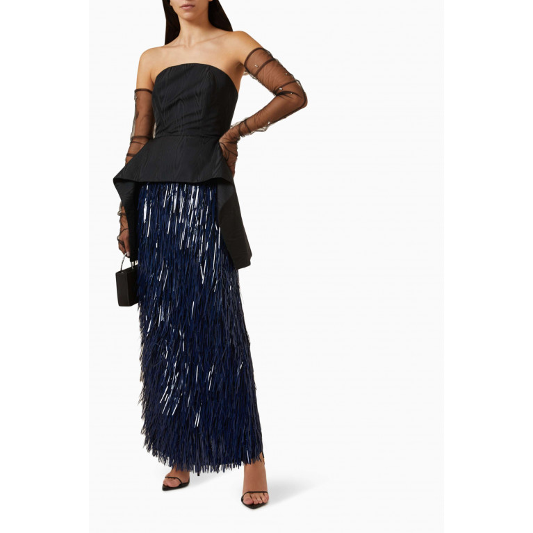 Yarn By FN - Embellished Strapless Peplum Dress