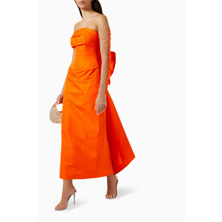 Yarn By FN - Strapless Bow Maxi Dress Orange