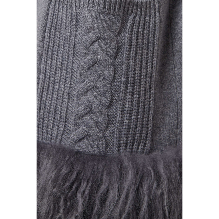 Izaak Azanei - Shearling-trim Cable-knit Cardigan Coat in Merino Cashmere-blend