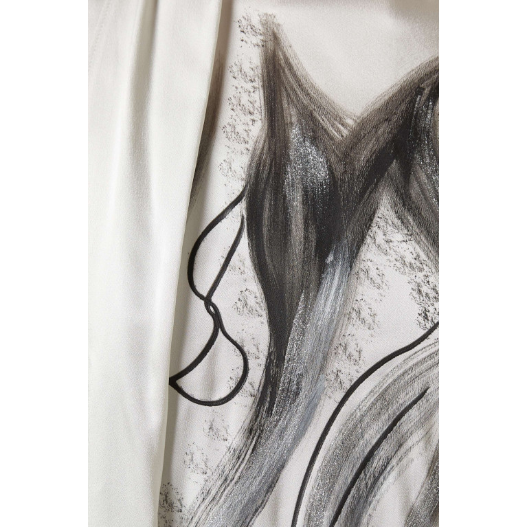BAQA - Scarf-neckline Printed Maxi Dress in Satin