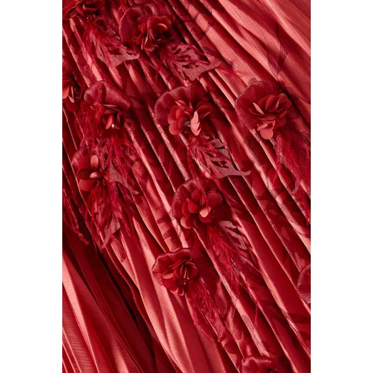Ruya - Feather-embellished Pleated Kaftan Pink