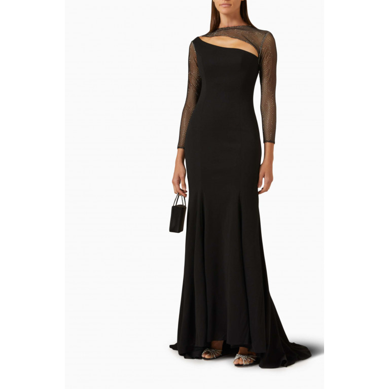 Bazza Alzouman - Cut-out Mermaid Gown in Crepe Black