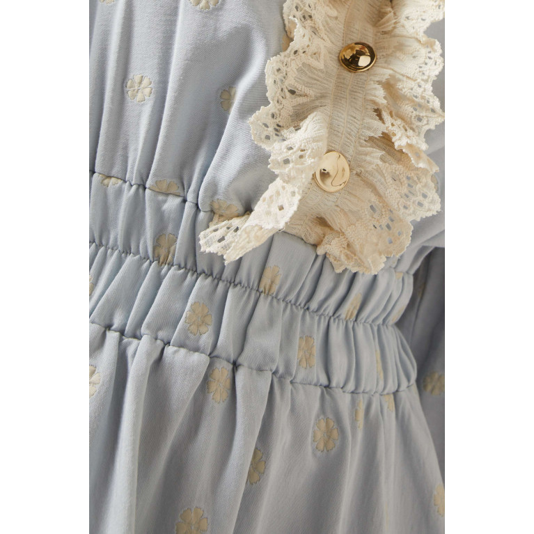 Qui Prive - Lace-trimmed Floral Maxi Dress