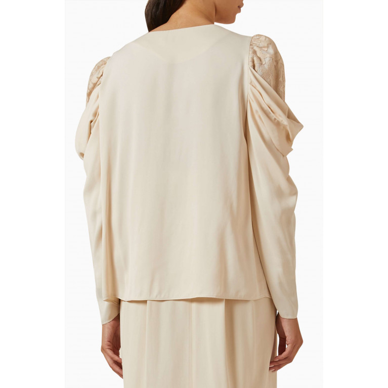 Qui Prive - Lace Draped-sleeve Blouse in Viscose-blend