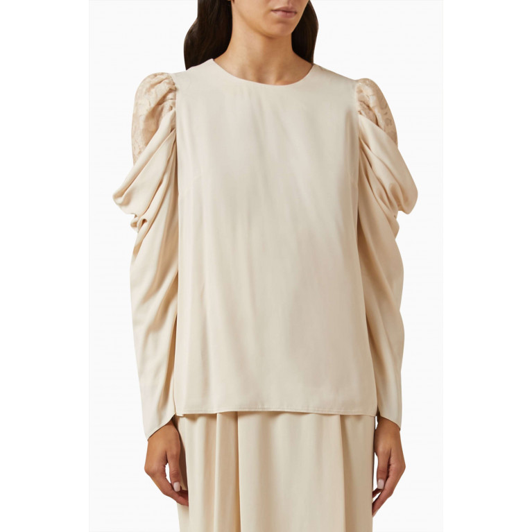 Qui Prive - Lace Draped-sleeve Blouse in Viscose-blend
