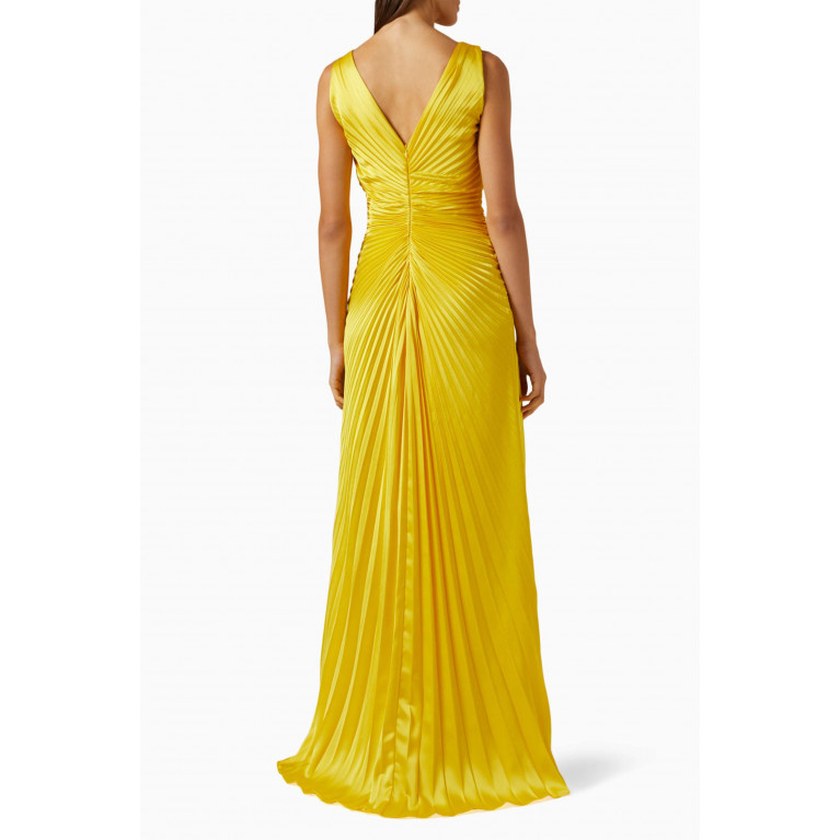 NASS - Plisse Crystal-embellished Dress in satin Yellow