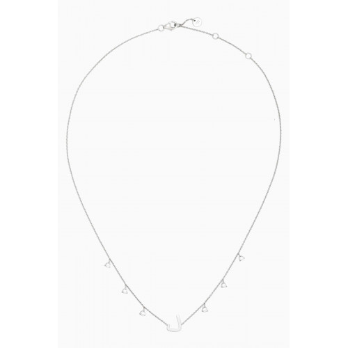 HIBA JABER - Diamond Droplet Arabic Initial Necklace - Letter "D" in 18kt White Gold