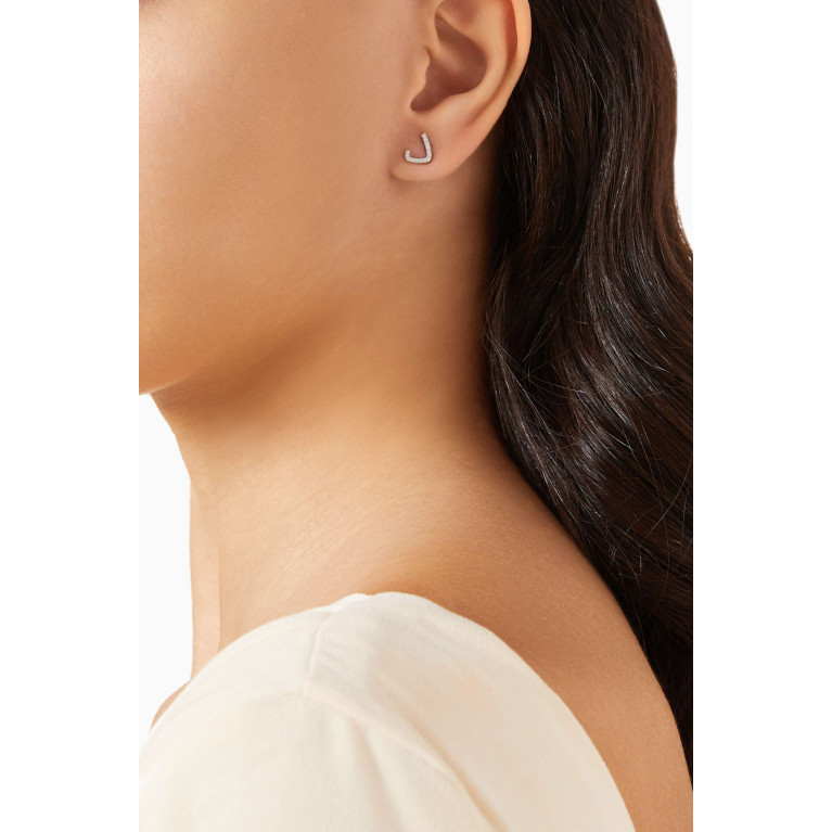 HIBA JABER - Arabic Initial Single Earring - Letter "D" in 18kt White Gold
