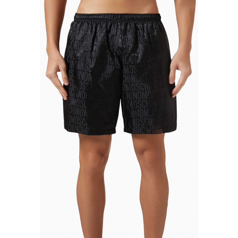 Moschino - Logo Jacquard Swim Shorts in Nylon Black