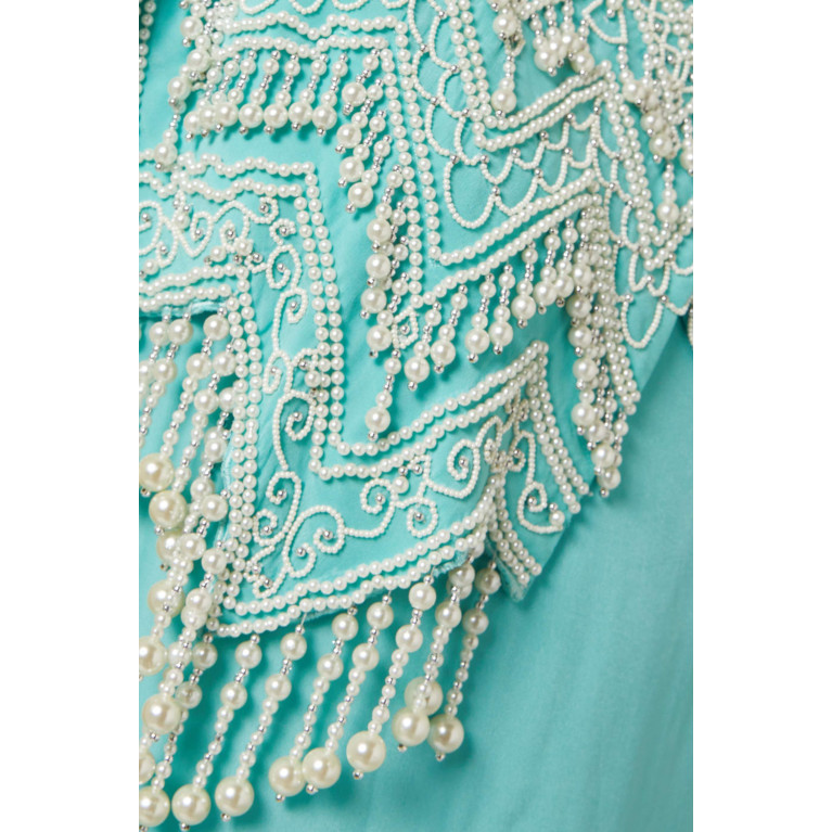 Vione - Zara Embellished Kaftan in Silk-georgette Blue