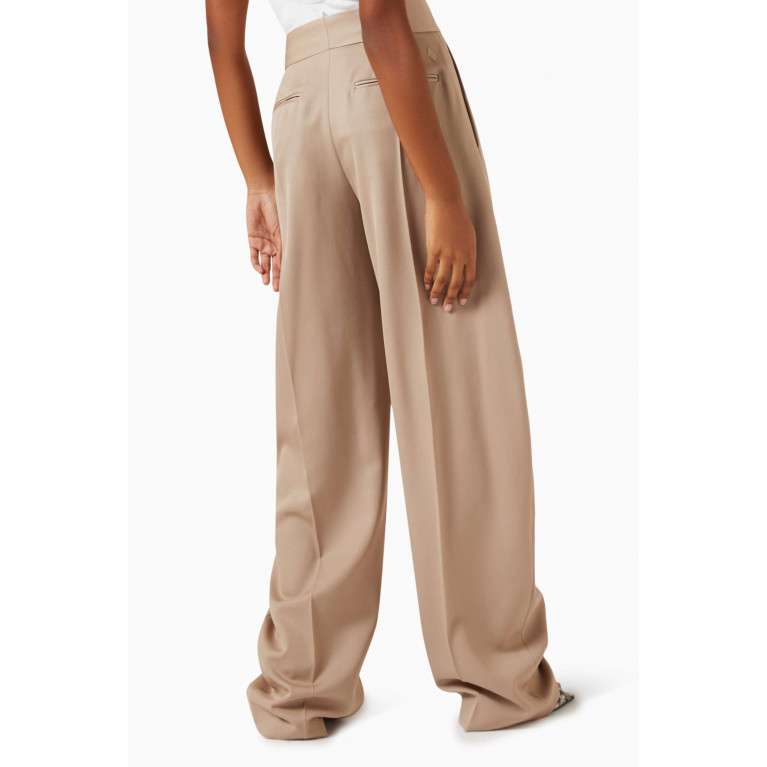 The Attico - Gary Oversized Pants in Wool Neutral