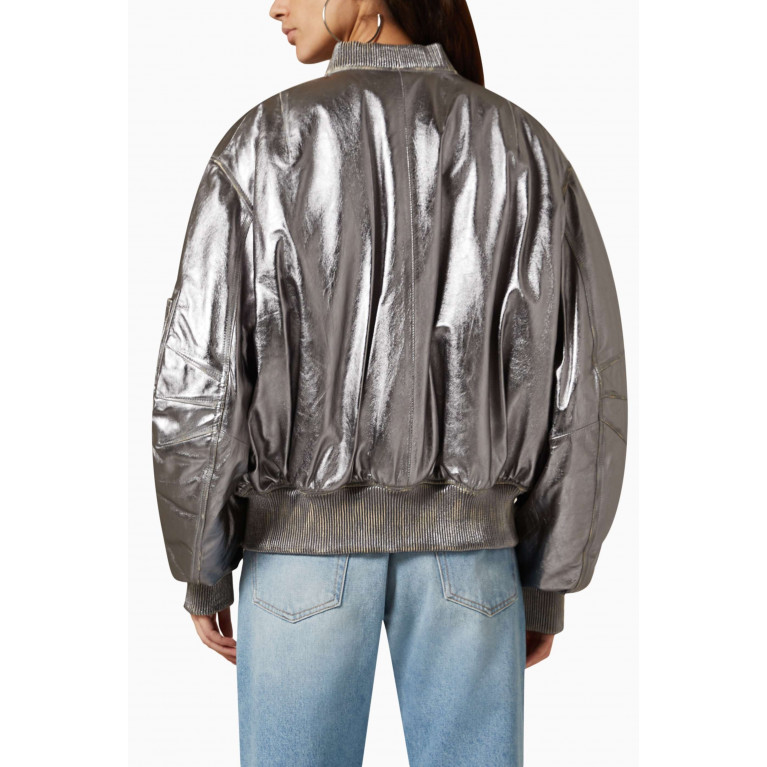The Attico - Bomber Jacket in Mirrored Leather