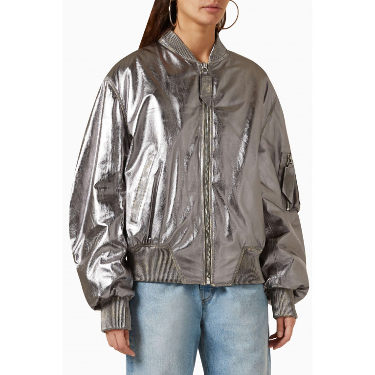 The Attico - Bomber Jacket in Mirrored Leather