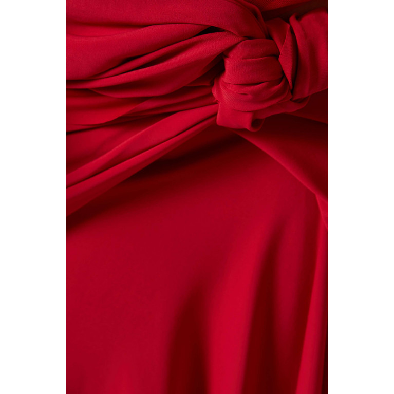 The Attico - Ruffled-trim Midi Dress in Stretch-jersey Red