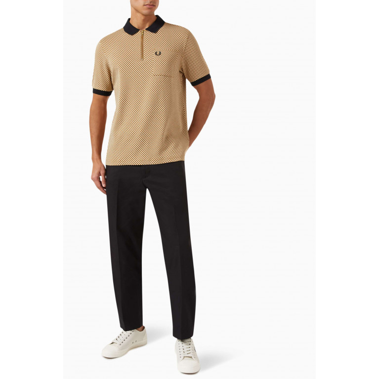Fred Perry - Micro Chequerboard Polo Shirt in Cotton-piqué