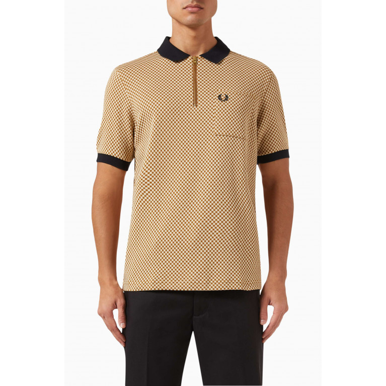Fred Perry - Micro Chequerboard Polo Shirt in Cotton-piqué