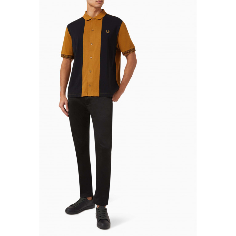 Fred Perry - Contrast-panel Buttoned Polo Shirt in Cotton-piqué