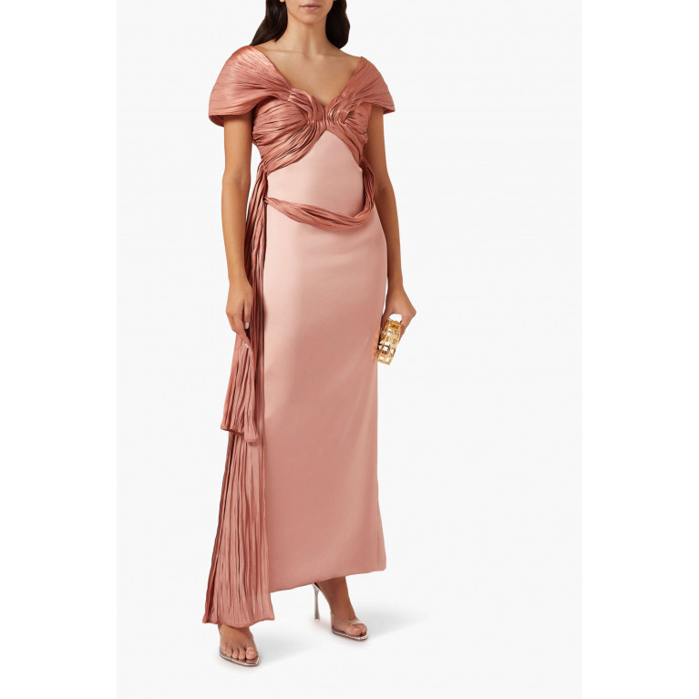 Alize - Crystal-embellished Dress in Stretch-satin Pink