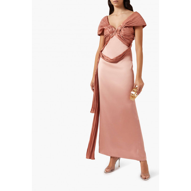 Alize - Crystal-embellished Dress in Stretch-satin Pink