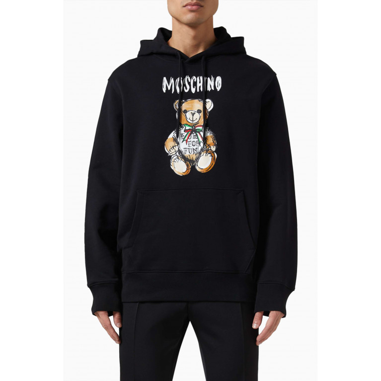 Moschino - Teddy-print Hooded Sweatshirt in Organic Cotton Fleece