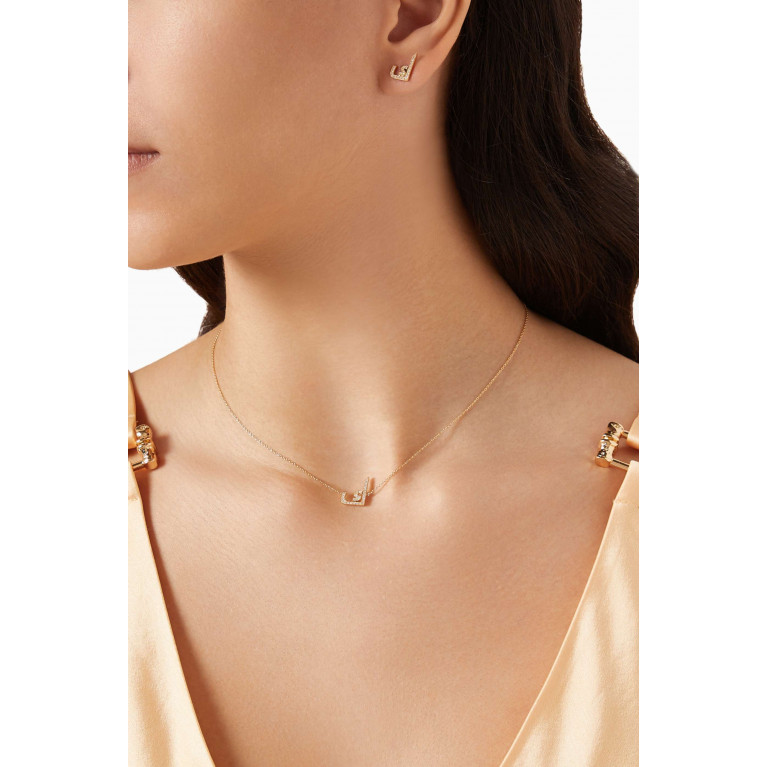 HIBA JABER - Arabic Initial Diamond Necklace - Letter "K" in 18kt Yellow Gold