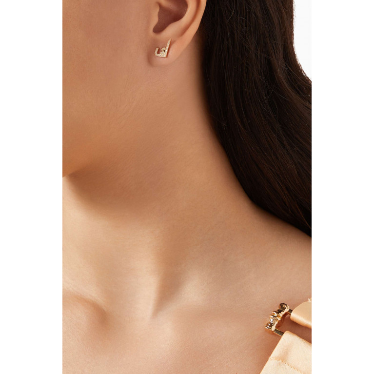 HIBA JABER - Arabic Initial Single Earring - Letter "K" in 18kt Yellow Gold