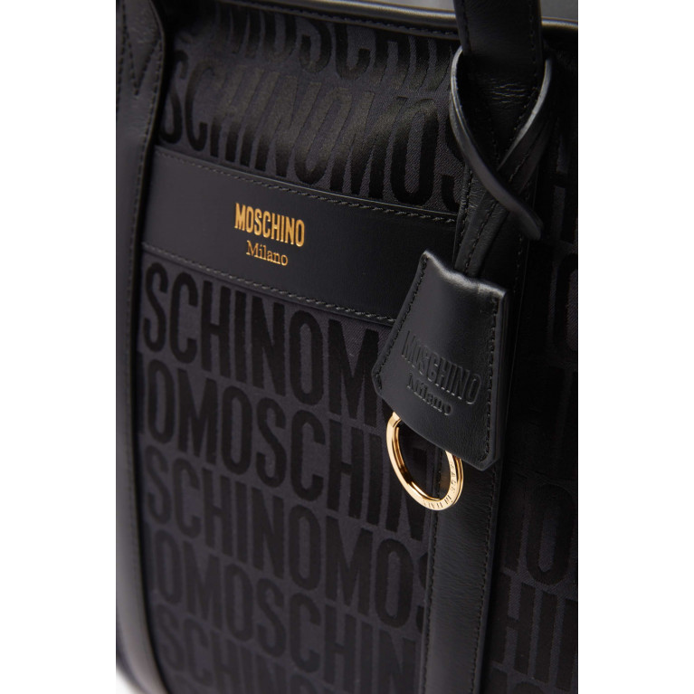 Moschino - Large Logo Shopper Tote Bag in Nylon-jacquard Black