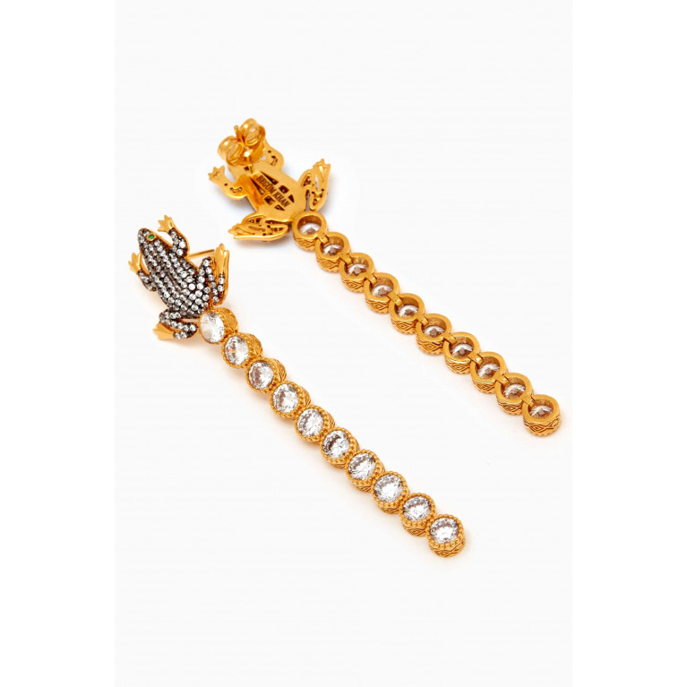 Begum Khan - Frog Tennis Drop Earrings in 24kt Gold-plated Bronze