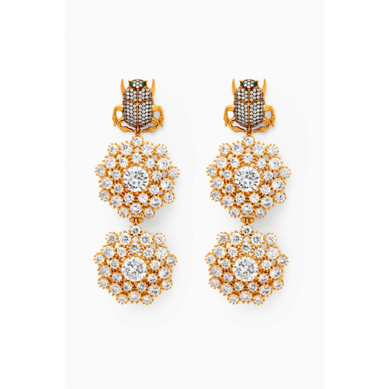 Begum Khan - Scarab Sunny Clip Earrings in 24kt Gold-plated Bronze