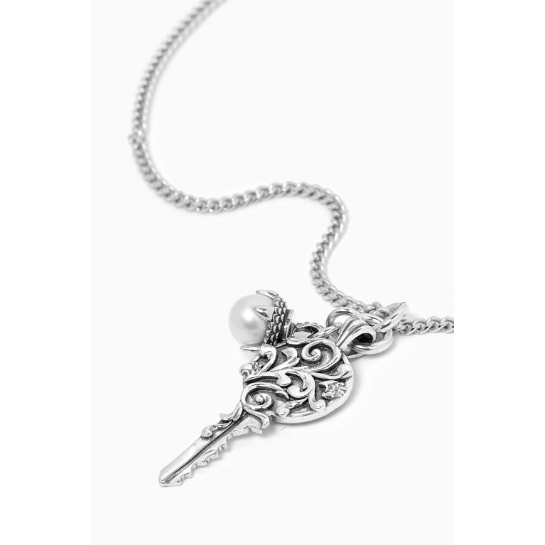 Emanuele Bicocchi - Arabesque Key & Pearl Necklace in Sterling Silver