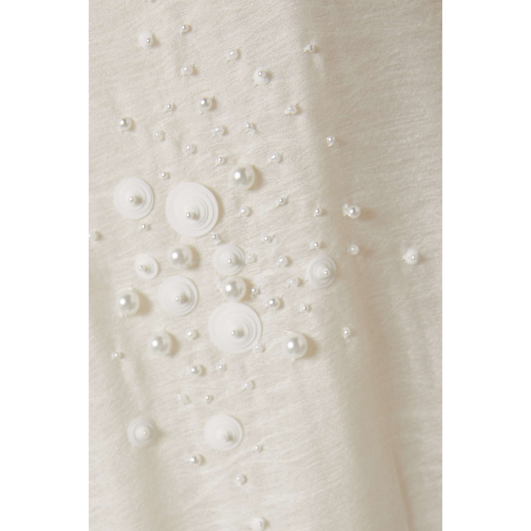 Homa Q - 3-piece Embellished Abaya Set in Cotton & Satin