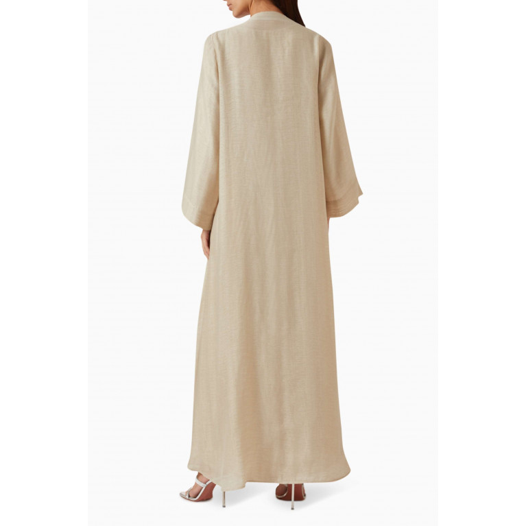 Homa Q - Embellished Abaya & Dress Set in Cotton-organza