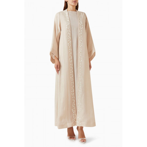 Homa Q - 3-piece Embellished Abaya Set in Cotton & Satin