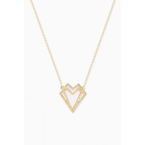 Charmaleena - My Heart Mother of Pearl & Diamond Necklace in 18kt Gold