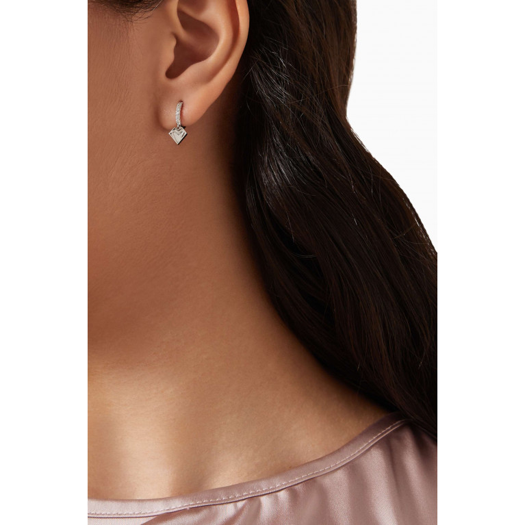 Charmaleena - Petite My Heart Diamond Hoop Earrings in 18kt White Gold