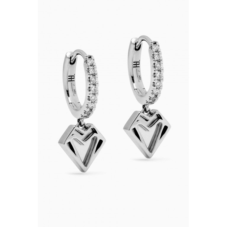 Charmaleena - Petite My Heart Diamond Hoop Earrings in 18kt White Gold