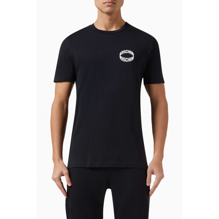 Moschino - Loop Logo T-shirt in Organic Cotton Jersey Black