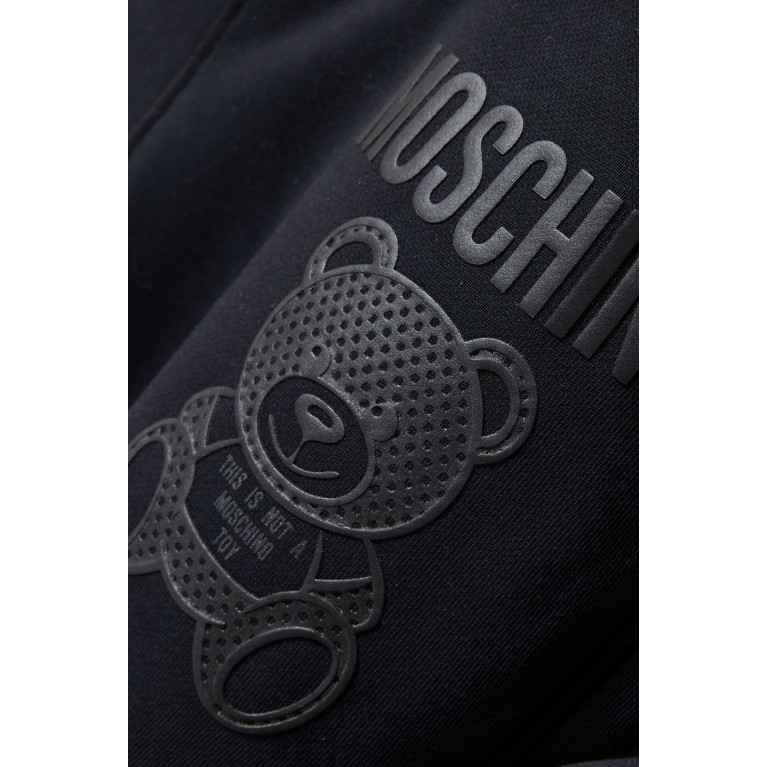 Moschino - Teddy Bear Mesh Logo Sweatpants in Organic Cotton Fleece