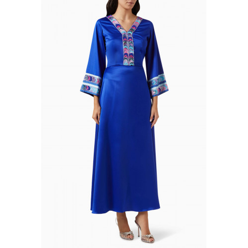 Feryal Al Bastaki - Embroidered Maxi Dress in Satin