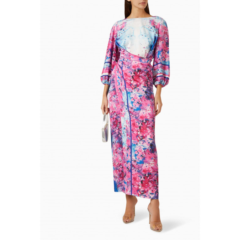 Feryal Al Bastaki - Maxi Dress with Belt in Silk-chiffon