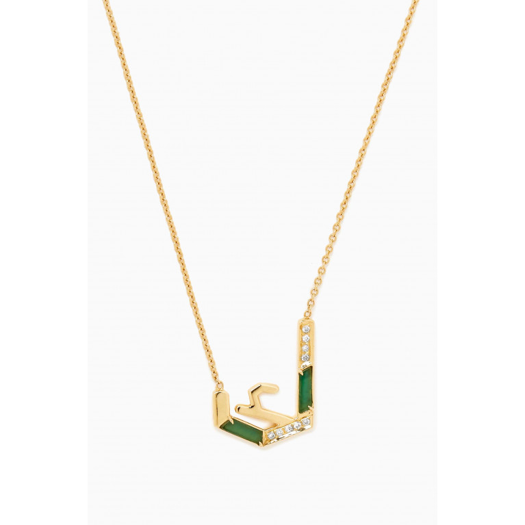 Charmaleena - 28 Initial Diamond & Aventurine Necklace in 18kt Gold