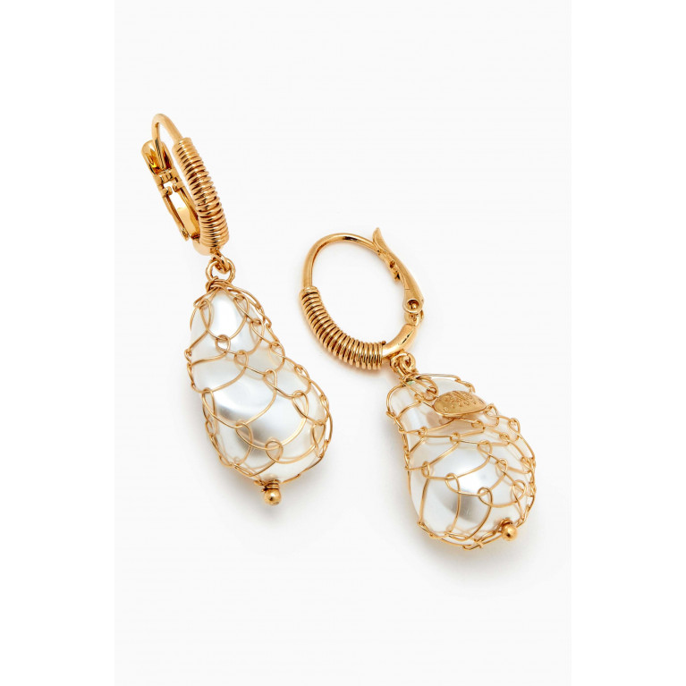 Gas Bijoux - Tao Biwa Drop Earrings in 24kt Gold-plated Metal