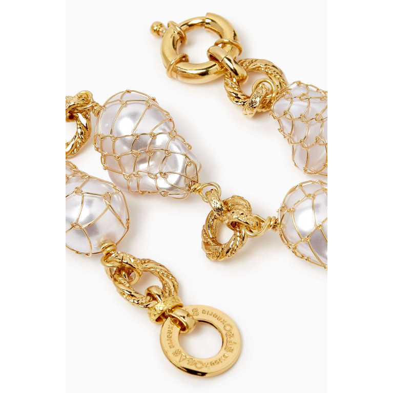 Gas Bijoux - Rainbow Pearl Bracelet in 24kt Gold-plated Metal