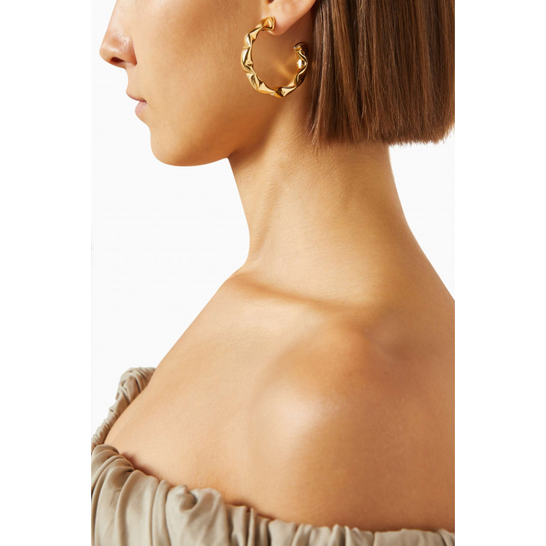 Gas Bijoux - Moki Cabochons Hoop Earrings in 24kt Gold-plated Metal