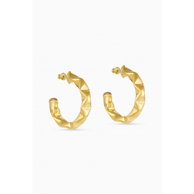 Gas Bijoux - Moki Cabochons Hoop Earrings in 24kt Gold-plated Metal