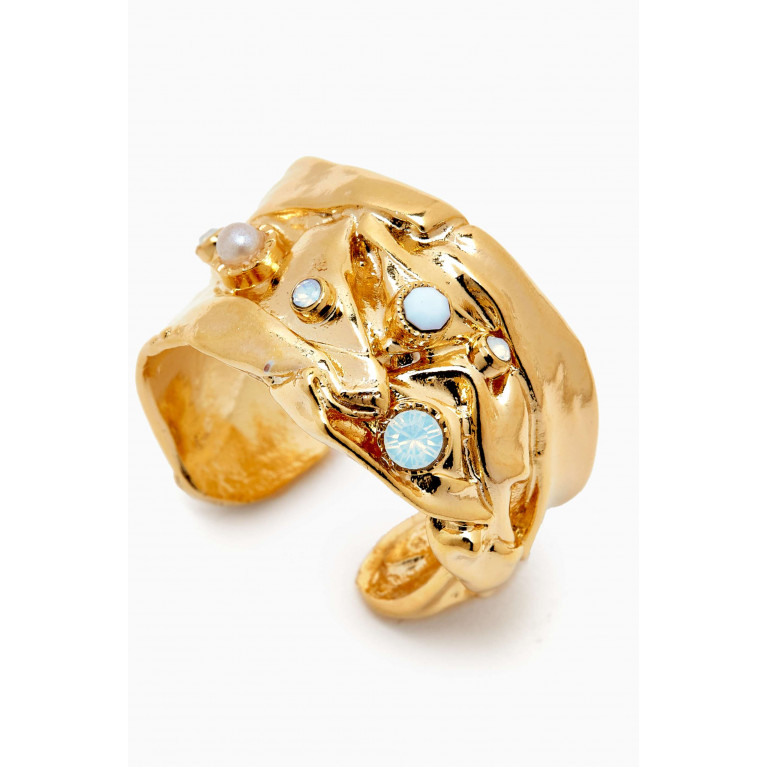 Gas Bijoux - Compression Cabochon Ring in 24kt Gold-plated Metal