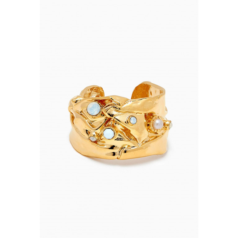 Gas Bijoux - Compression Cabochon Ring in 24kt Gold-plated Metal