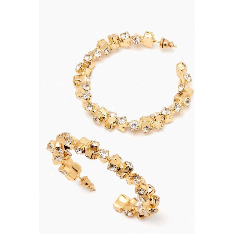 Gas Bijoux - Crystal Hoop Earrings in 24kt Gold-plated Metal