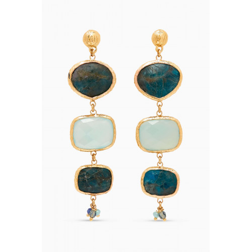 Gas Bijoux - Asilene Turquoise Drop Earrings in 24kt Gold-plated Metal