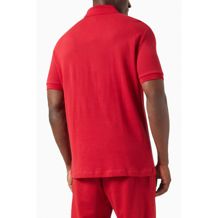 Armani Exchange - Dragon Embroidery Polo Shirt in Cotton Piqué Red